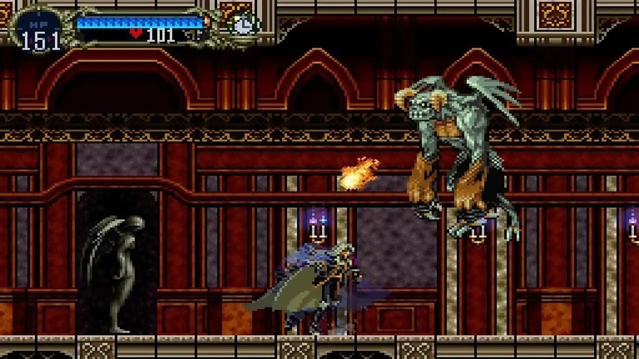 Alucard exploring the first castle in Castlevania: Symphony of the Night, PlayStation, 1997