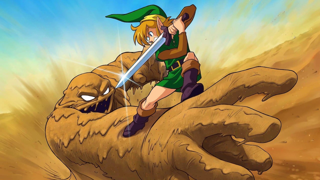 The Legend of Zelda: A Link to the Past — Link fights a Geldman