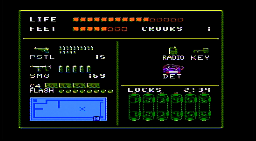 Die Hard NES HUD with bad-guy counter